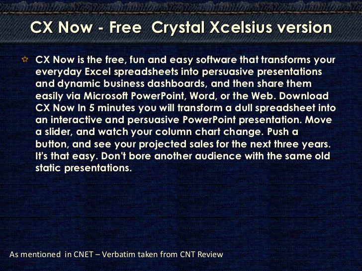 crystal xcelsius free